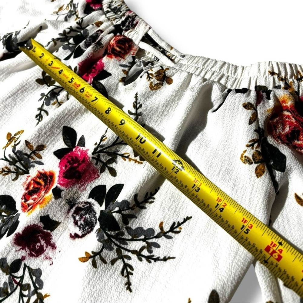 Unbranded Chic White Cotton Blend Floral Off-Shoulder 3/4 Tie Sleeves Blouse - Picture 9 of 16
